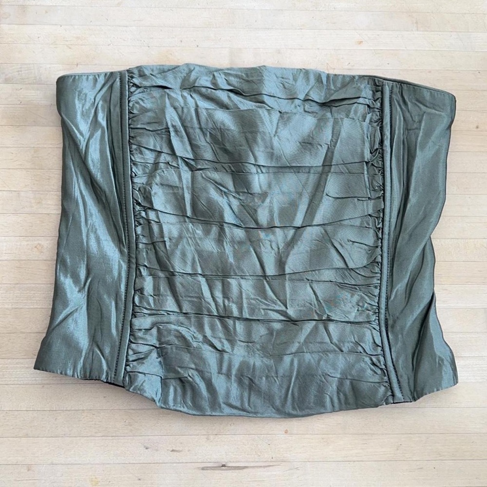 Sage Green Strapless Corset Top with Boning